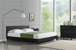 [Corium] Cama De Matrimonio Albacete Tapizada En Piel Sintética (180x200cm) (negro)