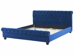 Cama Con Somier De Terciopelo Azul Marino/madera Oscura 180 X 200 Cm AVALLON -Conforama Tienda de ventas 023fc9340cdce5c9a3c928e4be17533ef711953c 79ecb39d58d047cebb6d05531c9e8e73