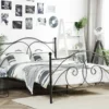 Cama Con Somier De Metal Negro 140 X 200 Cm DINARD