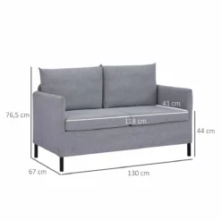 HOMCOM Sofá De 2 Plazas Tapizado En Lino Sintético Sillón Biplaza De Salón Con Cojines Acolchados Desenfundables Reposabrazos Y Patas De Acero 130x67x76,5 Cm Gris -Conforama Tienda de ventas 031e3bf6053d7e16036b8c2f50cfc6910db2266c 38b03c1382254112ac7cd38b9de30f9a
