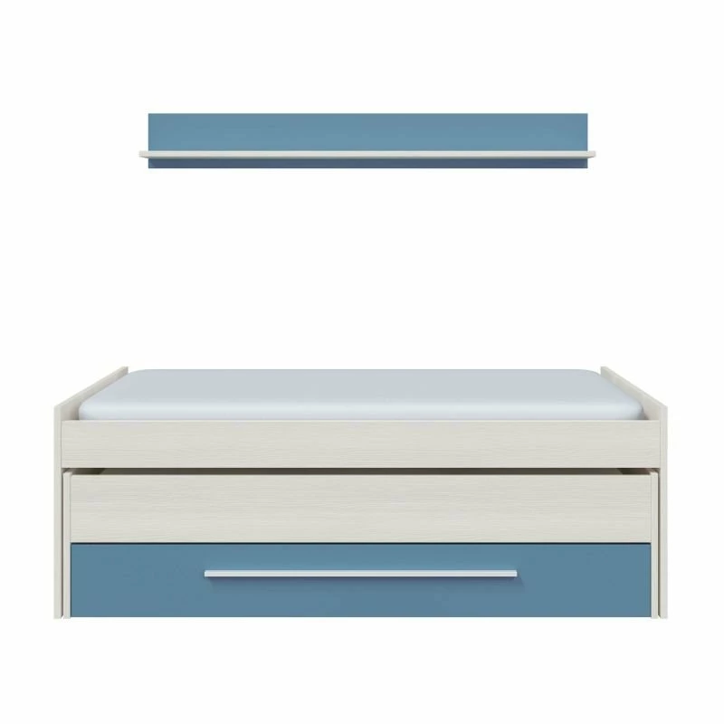 Cama Nido Juvenil Con Estante Wic Blanco Alpes Y Azul 66x200X96 Cm 2 Cama Nido Juvenil Con Estante Wic Blanco Alpes Y Azul 66x200X96 Cm - Imagen 2