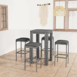 Set Muebles Bar Jardín 5 Piezas Y Cojines Ratán Sintético Gris VidaXL -Conforama Tienda de ventas 0464f16fd56bd5054df104ae30e8190cf8761e5e acce1f6af32d41fe91d7504a4c5a1a27