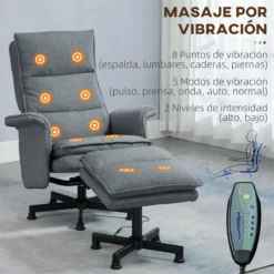 HOMCOM Sillón De Masaje Relax Eléctrico Con Reposapiés Sillón Masaje Tapizado En Lino Con Mando A Distancia Y 8 Zonas De Masaje Carga 120 Kg 78x81x99 Cm Gris -Conforama Tienda de ventas 06e4dc169135c5d30b0e66904c481172ee215d5c e151ea90b33c49a98d6df39085938d6e