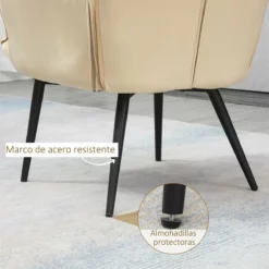 HOMCOM Sillón Individual Con Otomana Tapizado En Terciopelo Butaca De Salón Con Respaldo Alto Reposabrazos Para Dormitorio Oficina Carga 150 Kg 72x80x99 Cm Beige -Conforama Tienda de ventas 0781bea702e66122d1f0807b866bc573669e7a75 89fb5d7470554c9e84ae925968fcd3ae