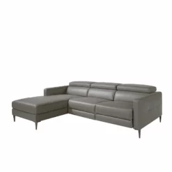 ANGEL CERDA Sofá Chaise Longue En Piel Gris Con Relax