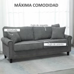 HOMCOM Sofá De 2 Plazas Sofá De Salón Moderno Tapizado En Poliéster Con 2 Cojines Ribete De Cabeza De Clavo Y Patas De Madera De Caucho 196x80,5x89 Cm Gris 8 HOMCOM Sofá De 2 Plazas Sofá De Salón Moderno Tapizado En Poliéster Con 2 Cojines Ribete De Cabeza De Clavo Y Patas De Madera De Caucho 196x80,5x89 Cm Gris -Conforama Tienda de ventas 0a43e6924ba159f9f7e9e3dd48e4331386c06021 0df0123addb941ba85d15de0bbacdd7b
