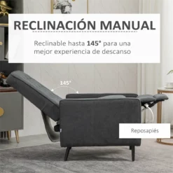 HOMCOM Sillón Relax Reclinable Manual Hasta 145° Tapizado En Poliéster Con Reposapiés Retráctil Carga 150 Kg Para Salón Oficina Dormitorio 68x87x100 Cm Gris -Conforama Tienda de ventas 0a6477cd690fd91f49a9e3c01afc5edf40dd0847 5d7a059c49524f94a2b70bf6d25cccbe