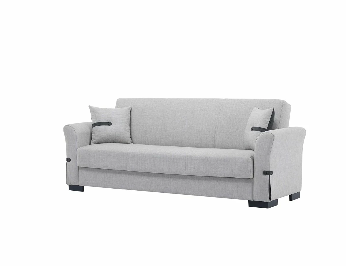 Sofá Cama De 3 Plazas STELA Color Gris Claro Incluye 2 Cojines Decorativos De Color Antracita 3 Sofá Cama De 3 Plazas STELA Color Gris Claro Incluye 2 Cojines Decorativos De Color Antracita - Imagen 3