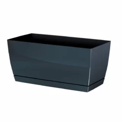 Prosperplast Jardinera De Plastico Coubi Case P En Color Grafito 39 (Largo) X 19 (Ancho) X 18,2 (Altura) Cm