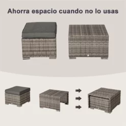 Outsunny Conjunto De Muebles De Jardín 8 Piezas De Ratán Convertible Con 2 Mesas De Centro 2 Sofás Esquineros 2 Sillones 2 Taburetes Con Cojines Para Patio Porche Terraza Gris -Conforama Tienda de ventas 0ed86753a4cf3d275412f600adc12814ca6bd976 1d1997801cb84d1693acf51c64373e6f