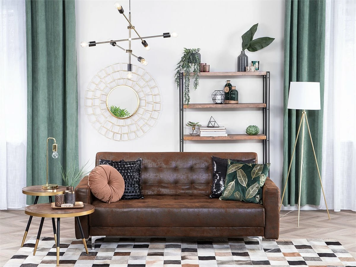 Sofá 3 Plazas De Piel Sintética Marrón Oscuro ABERDEEN 1 Sofá 3 Plazas De Piel Sintética Marrón Oscuro ABERDEEN