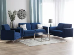 Conjunto De Sala De Estar 5 Plazas De Terciopelo Azul Oscuro FENES