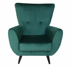 Sillón Fijo ROBER Color Verde Y Patas De Metal Color Gris