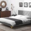 Cama Con Somier De Terciopelo Gris 180 X 200 Cm LIMOUX