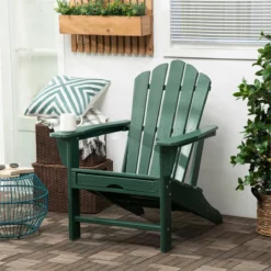Outsunny Silla Adirondack Con Reposapiés Silla De Jardín De HDPE Con Reposabrazos Y Respaldo Alto Para Terraza Balcón Exterior Carga 120 Kg 78x135x95 Cm Verde Oscuro