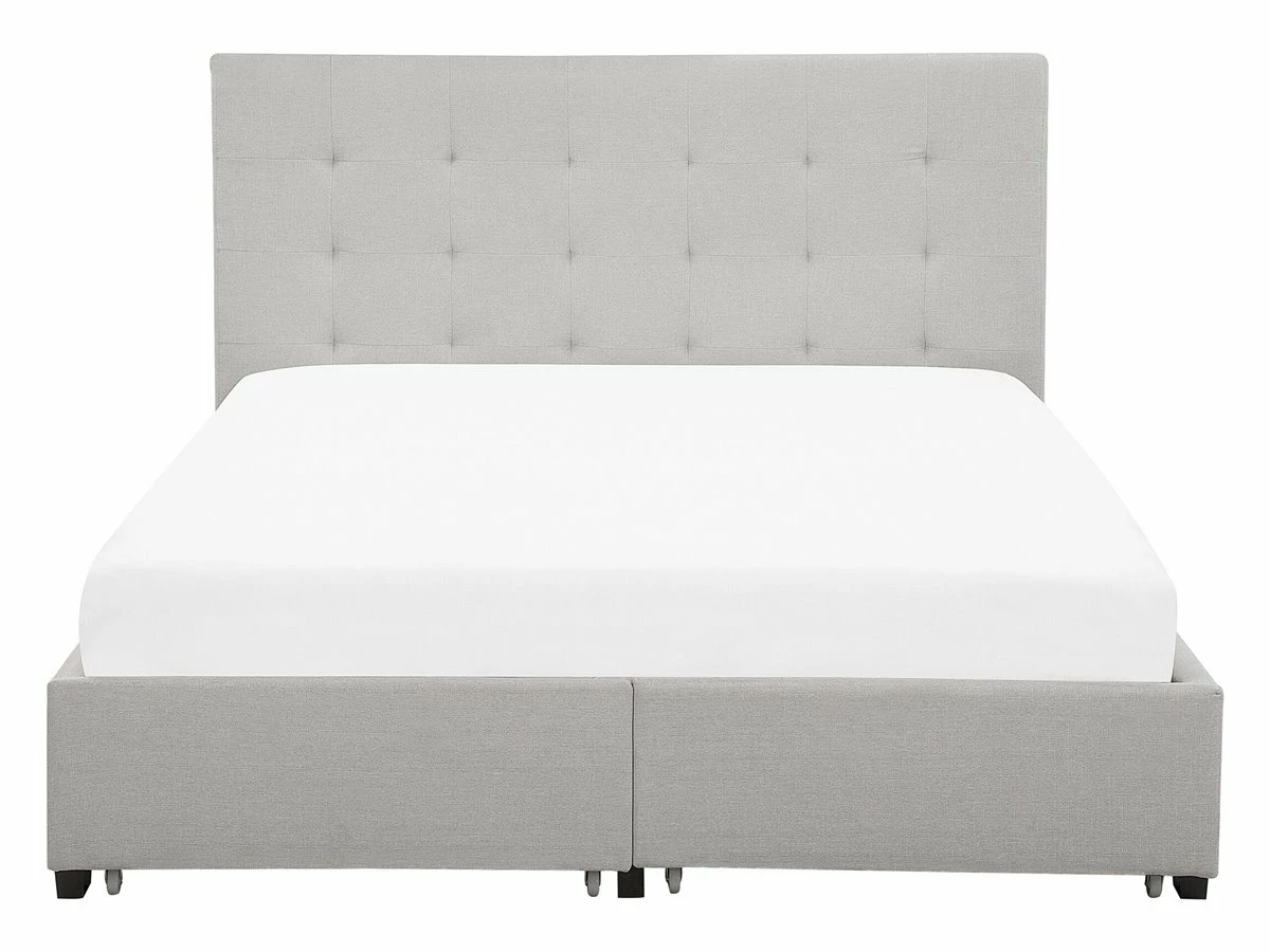 Cama Con Almacenaje De Poliéster Gris Claro/negro 140 X 200 Cm LA ROCHELLE 4 Cama Con Almacenaje De Poliéster Gris Claro/negro 140 X 200 Cm LA ROCHELLE - Imagen 4