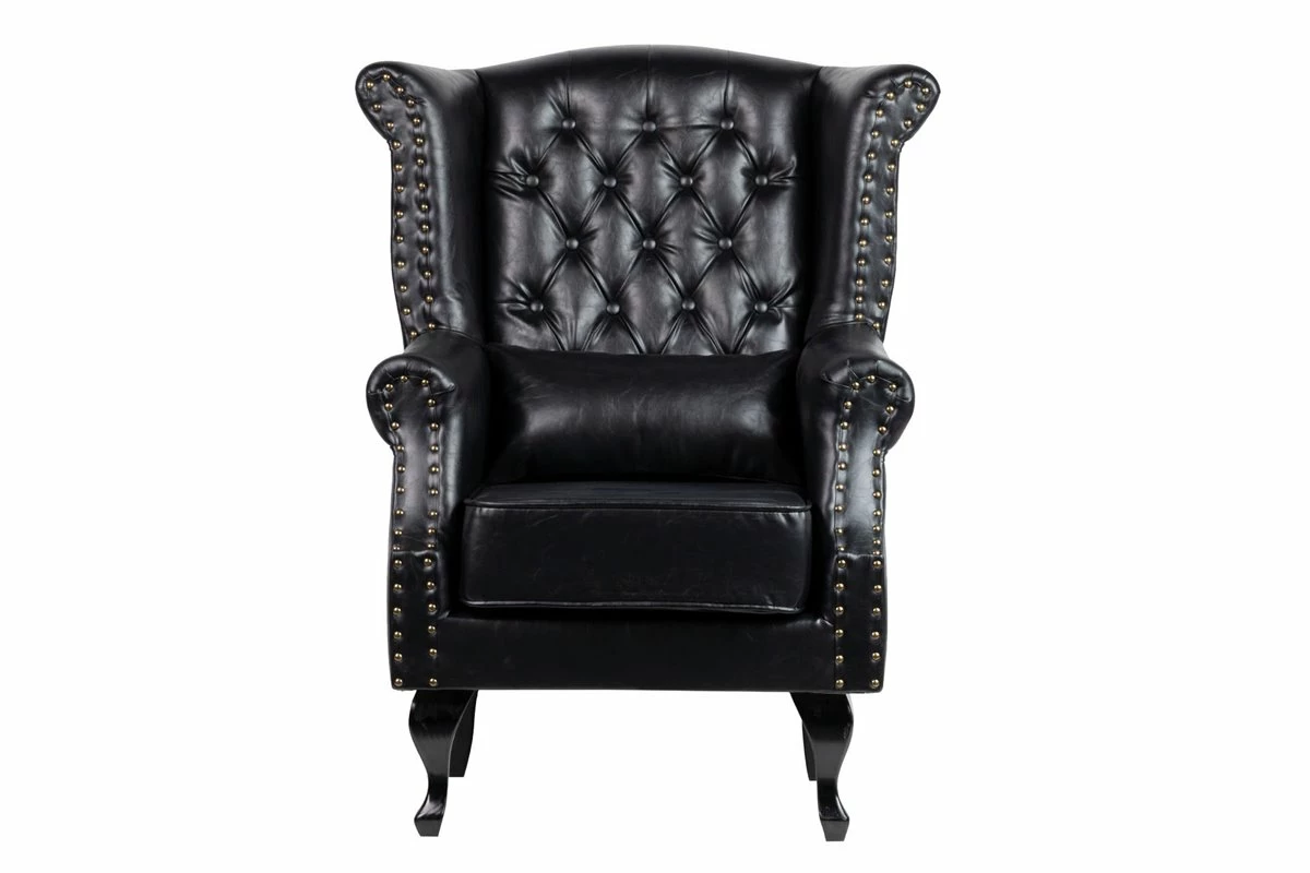 Sillón Pu Patas De Madera Negro Adda Home 70x76x106 Cm 6 Sillón Pu Patas De Madera Negro Adda Home 70x76x106 Cm - Imagen 6