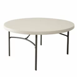 Mesa Redonda Patas Plegables Crema LIFETIME Ø152 X 74 Cm