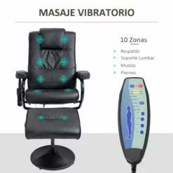 HOMCOM Sillón De Masaje Eléctrico Con Taburete Reposapiés Sillón Relax Giratorio Reclinable Hasta 145° Con Control Remoto Y 10 Zonas De Masaje Tapizado En PU 77x84x95 Cm Negro -Conforama Tienda de ventas 13ef55170457c9995324338ce4a95a7037d9e185 497501fa2fd7420bbc7833779842dc7d