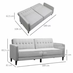 HOMCOM Sofá De 3 Plazas Convertible En Cama Tapizado En Terciopelo Con Respaldo Ajustable Y Patas De Madera Sofá Moderno Para Salón Oficina 189x81x83,5 Cm Gris -Conforama Tienda de ventas 1474d2d92af1c524a5cd9505dafe6ec6604379f2 e518b4ee1a6845f98ac7b512f8bb701b