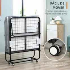 HOMCOM Cama Plegable 200x90x42,5 Cm Cama De Camping Portátil Con Colchón Individual Ruedas Y Frenos Carga 150 Kg Para Dormitorio Salón Oficina Blanco -Conforama Tienda de ventas 15dbc86aab5854c775986f157401286c4320afd5 8df062428fb54ae6bd0289b73baee796