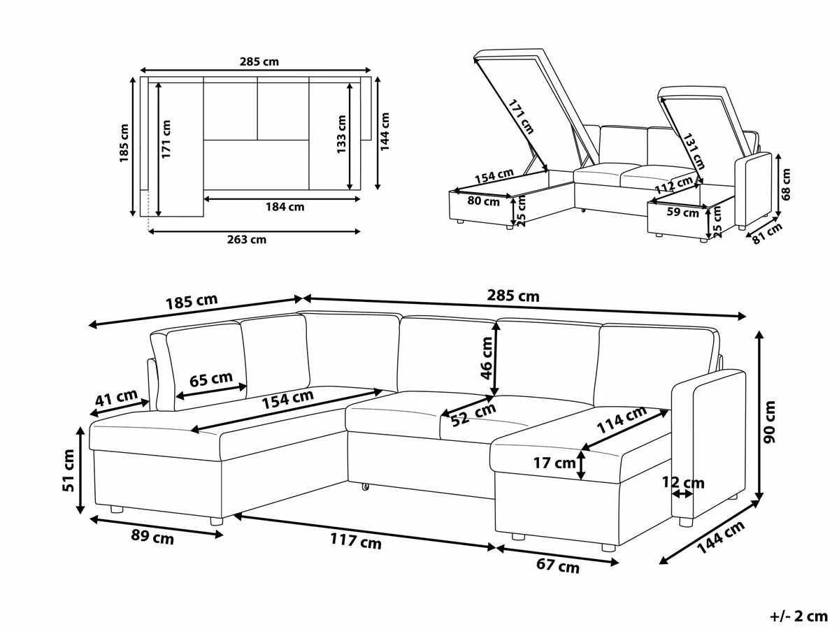 Sofá Cama Esquinero Tapizado Beige KARRABO 3 Sofá Cama Esquinero Tapizado Beige KARRABO - Imagen 3