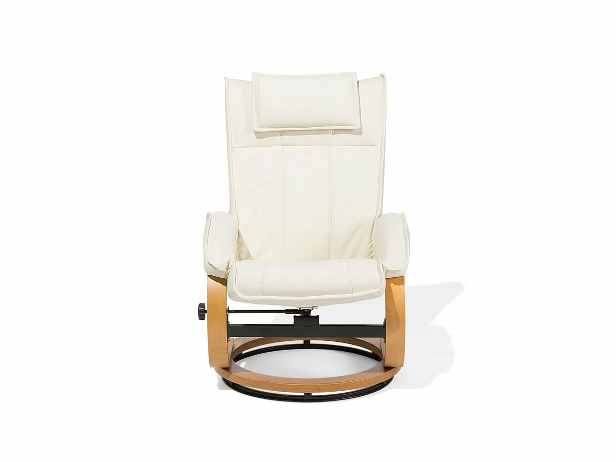 Sillón De Masaje De Piel Sintética Beige/madera Clara MAJESTIC 5 Sillón De Masaje De Piel Sintética Beige/madera Clara MAJESTIC - Imagen 5