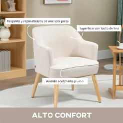 HOMCOM Sillón Nórdico Moderno Butaca De Salón Tapizada En Lino Con Patas De Madera Para Dormitorio Oficina Estudio Carga 120 Kg 64,5x65x79,5 Cm Crema 12 HOMCOM Sillón Nórdico Moderno Butaca De Salón Tapizada En Lino Con Patas De Madera Para Dormitorio Oficina Estudio Carga 120 Kg 64,5x65x79,5 Cm Crema -Conforama Tienda de ventas 1b8122db7c6cf546662b9c4b6179045666e9d74f b17cc867d3ee4addbfad80b76bac8d16