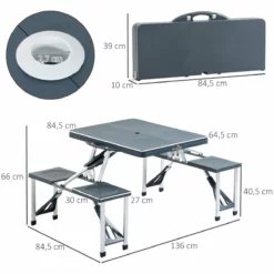 Outsunny Mesa Maleta De Camping Plegable Portátil 4 Asientos Y Agujero Sombrilla Estructura Aluminio Playa Picnic 136x84,5x66 Cm (Gris) -Conforama Tienda de ventas 1df550f540b4a1b0411dec5d4ce49db6902be824 9e106858e50c494995e0dc91d6bb9cdd