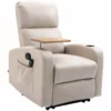 HOMCOM Sillón De Masaje Sillón Relax Eléctrico Con 4 Modos De Vibración Reclinación 145° Tapizado En Microfibra Mando A Distancia Mesita 2 Bolsillos Laterales Y Posavasos 77x93x105 Cm Beige