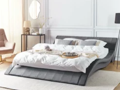 Cama Con Somier De Terciopelo Gris 180 X 200 Cm VICHY