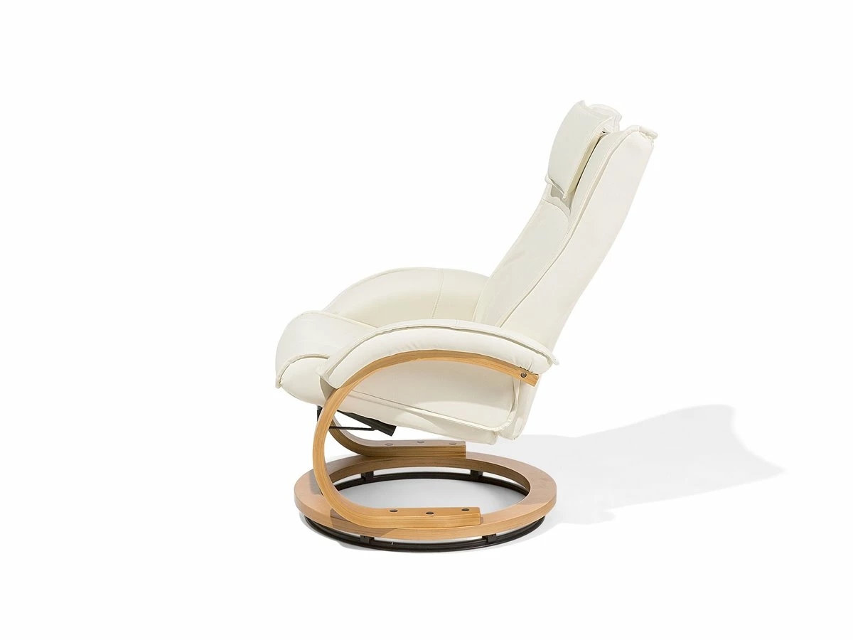 Sillón De Masaje De Piel Sintética Beige/madera Clara MAJESTIC 6 Sillón De Masaje De Piel Sintética Beige/madera Clara MAJESTIC - Imagen 6