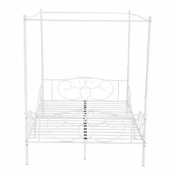 Cama Con Baldaquín Finström Marco Alto Con 4 Esquinas Acero 140 X 200 Cm - Blanco Mate [en.casa] -Conforama Tienda de ventas 21b7953e19eeedd8e8f0f4c1759138b7511d4618 8badd2b7124447d09997d54619d1b13b