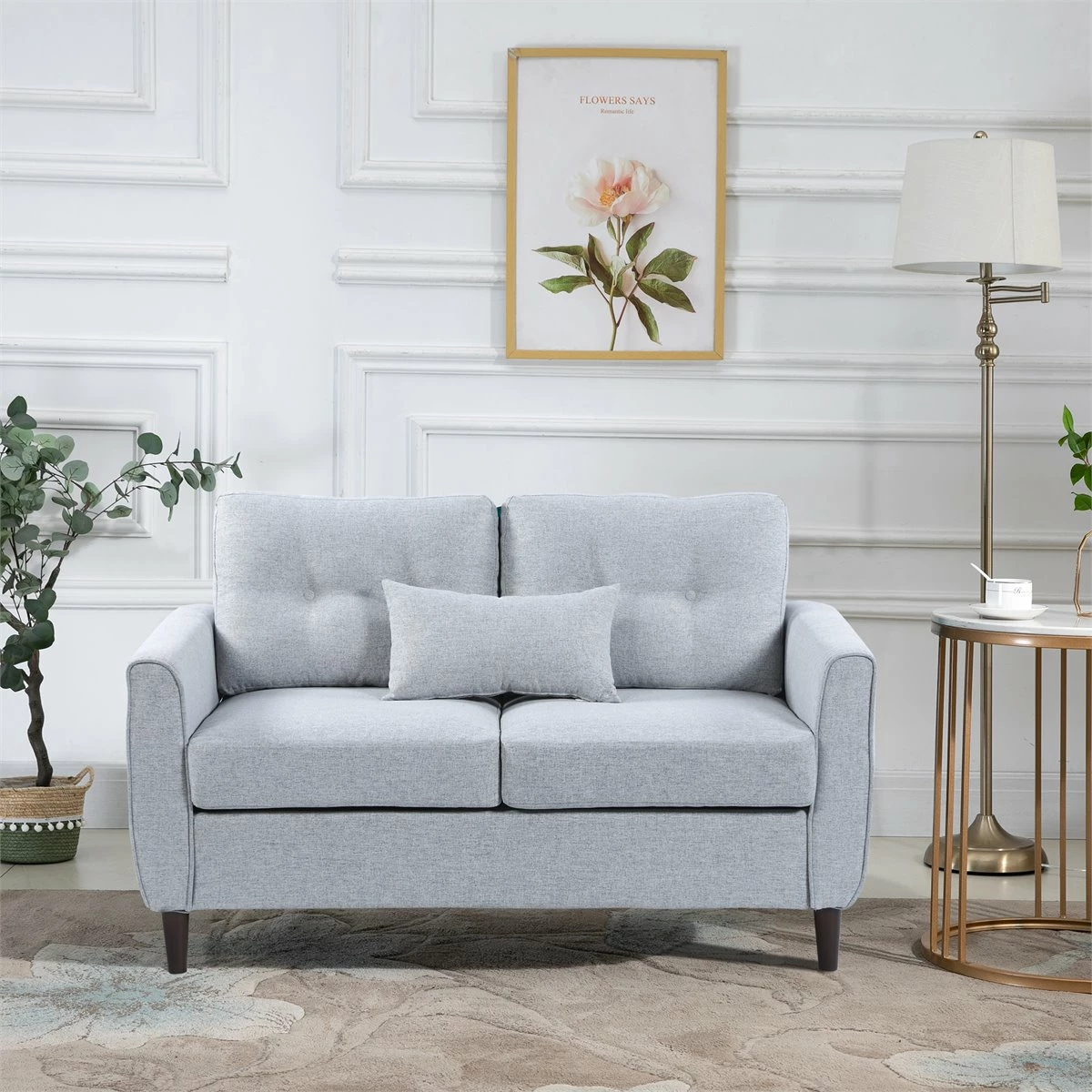 HOMCOM Sofá De 2 Plazas Sillón Biplaza Para Salón Con Cojines Y Asiento Acolchado Funda De Almohada Lavable 140x78x83 Cm Gris Claro 7 HOMCOM Sofá De 2 Plazas Sillón Biplaza Para Salón Con Cojines Y Asiento Acolchado Funda De Almohada Lavable 140x78x83 Cm Gris Claro - Imagen 7