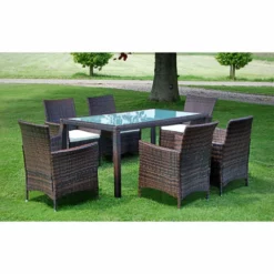 Set Comedor De Jardín 7 Piezas Y Cojines Ratán Sintético Marrón VidaXL -Conforama Tienda de ventas 2637ed9148d233d5a8d6d8c63ff527b7dbce2cc8 40f696d5fe8e4aeca6c7bc806538c687