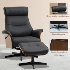 HOMCOM Sillón De Salón Con Otomana Reposapiés Tapizado En Microfibra Sillón Relax Reclinable Hasta 135° Giratorio 360° Con Reposacabezas Ajustable Para Salón Oficina 84x83x103 Cm Negro -Conforama Tienda de ventas 26e05f513c84fdf67a2b1de7c0bd37213c43c2b8 ddccaf24c910410f96ba3db3a40ee573