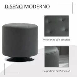 HOMCOM Reposapiés Otomano Giratorio Taburete Puff Redondo Tapizado En Piel Sintético De Estilo Moderno Para Dormitorio Entrada Salón Ø45,5x44,5 Cm Gris -Conforama Tienda de ventas 2756962c995867c9c9844e04a3ee70cd61bfd188 dff1a7d621704ba8b68e903b34d721f0