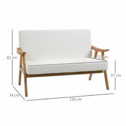 HOMCOM Sofá De 2 Plazas Moderno Sofá De Salón Decorativo Tapizado En Poliéster Con Asiento Acolchado Y Patas De Madera Para Dormitorio Carga 200 Kg 126x74x82 Cm Crema -Conforama Tienda de ventas 287392e06839053c73371cb4fe6d57f660f51656 6f82a83e2ce0438880dfff5dad5588aa