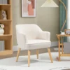 HOMCOM Sillón Nórdico Moderno Butaca De Salón Tapizada En Lino Con Patas De Madera Para Dormitorio Oficina Estudio Carga 120 Kg 64,5x65x79,5 Cm Crema