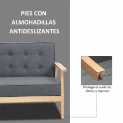 HOMCOM Sofá De 2 Plazas Con Respaldo Y Cojines Acolchados Patas De Madera Antideslizantes Botones Con Mechones Salón Dormitorio Oficina 114x66x69 Cm Gris -Conforama Tienda de ventas 28b1e006c8bab75bf0ee343df3771e90bc9e59ff 623d7824c7d446cf9c5fec1e1ef24427