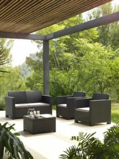 Set De Jardín Sofá 2 Plazas+ 2 Sillones + Mesa De Centro MAHINA