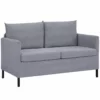 HOMCOM Sofá De 2 Plazas Tapizado En Lino Sintético Sillón Biplaza De Salón Con Cojines Acolchados Desenfundables Reposabrazos Y Patas De Acero 130x67x76,5 Cm Gris