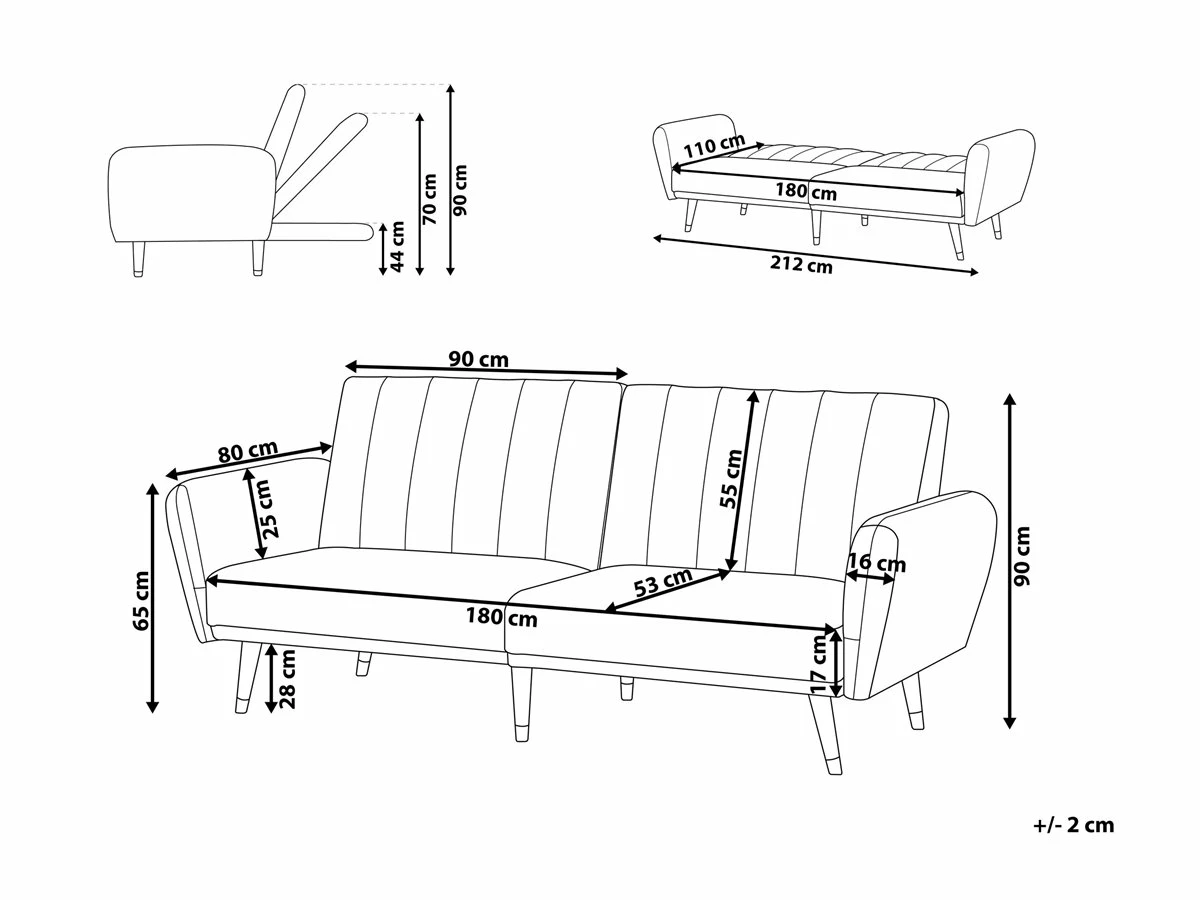 Sofá Cama 3 Plazas De Terciopelo Verde Oliva/negro VIMMERBY 3 Sofá Cama 3 Plazas De Terciopelo Verde Oliva/negro VIMMERBY - Imagen 3