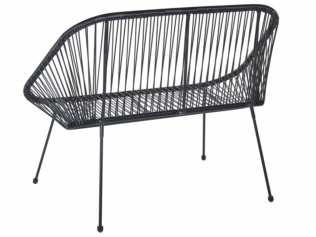 Banco De Jardín 2 Plazas De Ratán Negro ACAPULCO 6 Banco De Jardín 2 Plazas De Ratán Negro ACAPULCO - Imagen 6