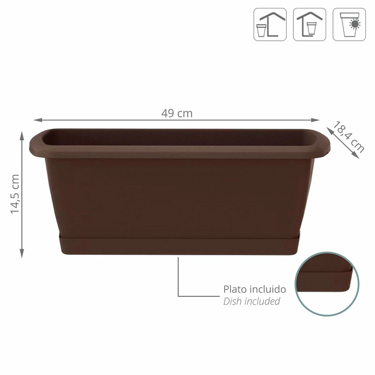 Prosperplast Jardinera Respana Con Soporte De Plastico En Color Marron 78,6 (largo) X 18,4 (ancho) X 14,5 (alto) Cm 2 Prosperplast Jardinera Respana Con Soporte De Plastico En Color Marron 78,6 (largo) X 18,4 (ancho) X 14,5 (alto) Cm - Imagen 2