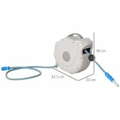 Outsunny Carrete De Manguera De Jardín 15,1M+1,5M Manguera De Riego Con 10 Modos De Pulverización Montado En Pared Enrollador Automático 180° Giratorio 42,5x20x38 Cm Gris -Conforama Tienda de ventas 2d48d1fc22d1309ec72a5b57fb3752240bfd2dc9 ac8b6c3c0c5c435e86cccfe92645ad35