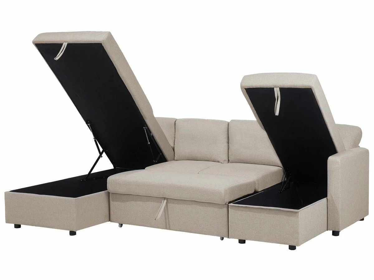 Sofá Cama Esquinero Tapizado Beige KARRABO 6 Sofá Cama Esquinero Tapizado Beige KARRABO - Imagen 6