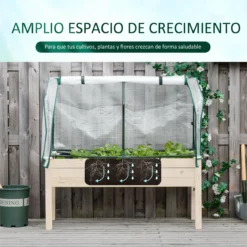 Outsunny Huerto Urbano Elevado De Madera 121x55x117 Cm Con Cubierta De Protección Mesa De Jardinera Para Cultivo Flores Vegetales En Jardín Terraza Color Natural -Conforama Tienda de ventas 30237fa7297178b695dfaea6bb07d4a793c19931 1ef1ae2680c74975868f8753fdf4e16e
