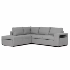 BUDWING Zurie - Sofá Rinconera Reversible - 5 Plazas - Chaise Longue Derecha O Izquierda Con Otomana 2 Cajoneras - Gris