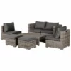 Outsunny Conjunto De Muebles De Jardín 8 Piezas De Ratán Convertible Con 2 Mesas De Centro 2 Sofás Esquineros 2 Sillones 2 Taburetes Con Cojines Para Patio Porche Terraza Gris
